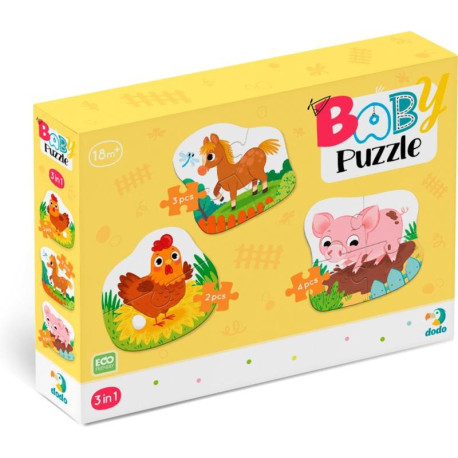 Baby puzzle Zvířátka z farmy 3v1 (2,3,4 dílků)