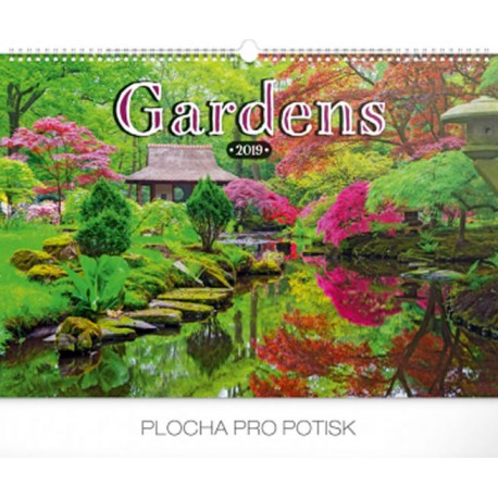 Kalendář nástěnný 2019 - Zahrady, 48 x 33 cm