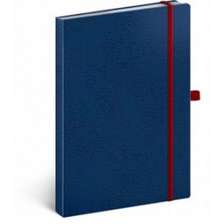 Notes - Vivella Classic modrý/červený, linkovaný, 15 x 21 cm