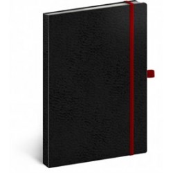 Notes - Vivella Classic černý/červený, linkovaný, 15 x 21 cm