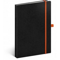 Notes - Vivella Classic černý/oranžový, linkovaný, 15 x 21 cm