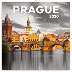Kalendář poznámkový 2020 - Praha černobílá, 30 × 30 cm