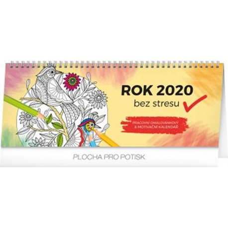Kalendář stolní 2020 - Rok bez stresu, s omalovánkami, 33 × 12,5 cm