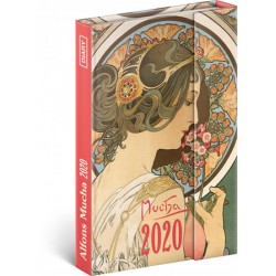 Diář 2020 - Alfons Mucha - týdenní, magnetický, 11 × 16 cm