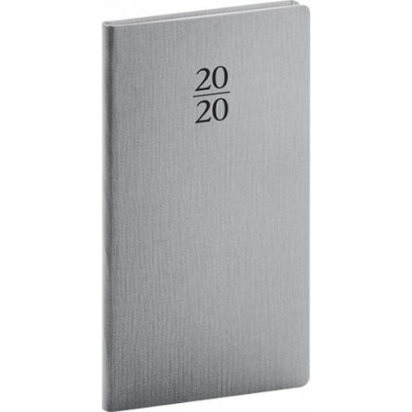Diář 2020 - Capys - kapesní, stříbrný, 9 × 15,5 cm