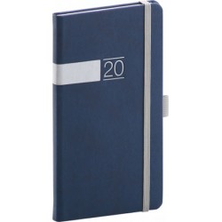 Diář 2020 - Twill - kapesní, modrostříbrný 9 × 15,5 cm
