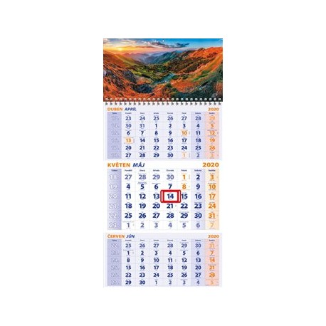 Nástěnný kalendář 3-MĚSÍČNÍ 2020
