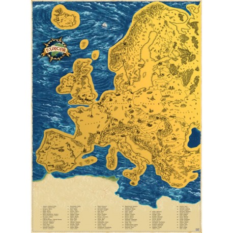 Stírací mapa Evropy – zlatá Deluxe XL
