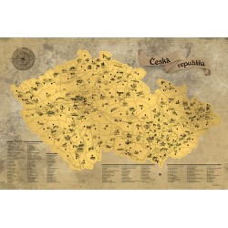 Stírací mapa Česka – zlatá Deluxe XL