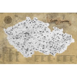 Stírací mapa Česka – stříbrná Deluxe XL