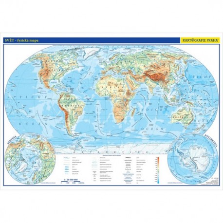 Svět - školní nástěnná fyzická mapa 1:26 mil./136x96 cm