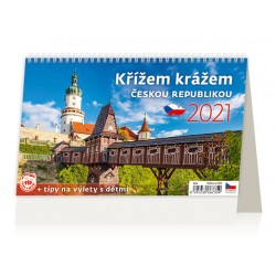 Kalendář 2021 stolní: Křížem krážem Českou republikou, 226x139