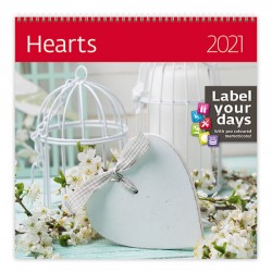 Kalendář 2021 nástěnný: Hearts, 300x300