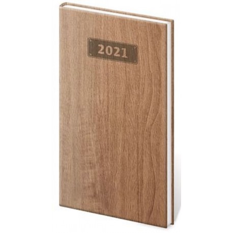 Diář 2021: Wood světle hnědá, kapesní týdenní, 80x150