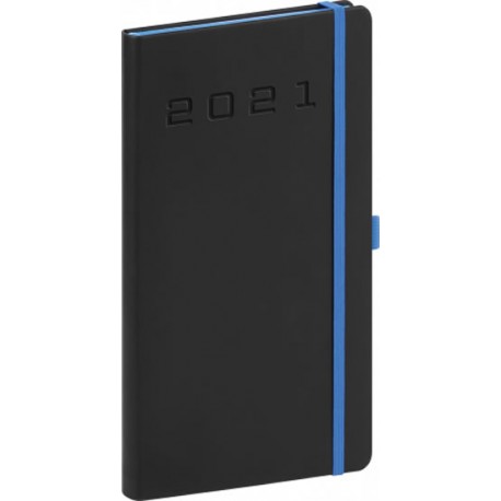 Diář 2021: Nox - černý-modrý - kapesní, 9 × 15,5 cm