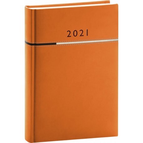 Diář 2021: Tomy - oranžovočerný - denní, 15 × 21 cm