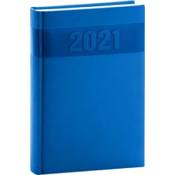 Diář 2021: Aprint - modrý - denní, 15 × 21 cm