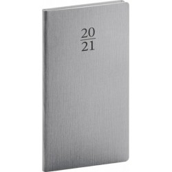 Diář 2021: Capys - stříbrný - kapesní, 9 × 15,5 cm