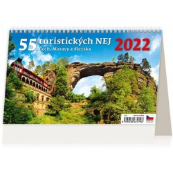 Kalendář stolní 2022 - 55 turistických NEJ Čech, Moravy a Slezska
