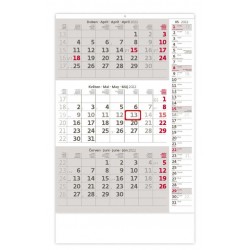 Kalendář nástěnný 2022 - Tříměsíční šedý s poznámkami