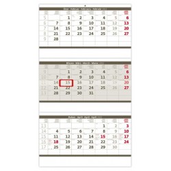 Kalendář nástěnný 2022 - Tříměsíční skládaný šedý
