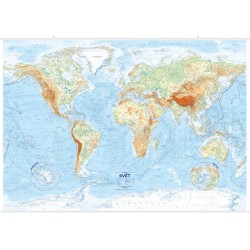 Svět - reliéf a povrch 1:21 000 000 nástěnná mapa