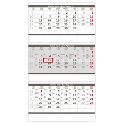 Kalendář nástěnný 2023 - Tříměsíční šedý, skládaný