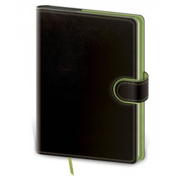 Zápisník - Flip-B6 černo/zelená, tečkovaný