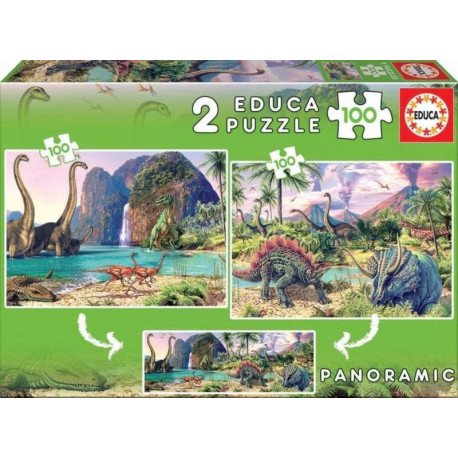 Puzzle Panorama Dinosauří svět 2x100 dílků